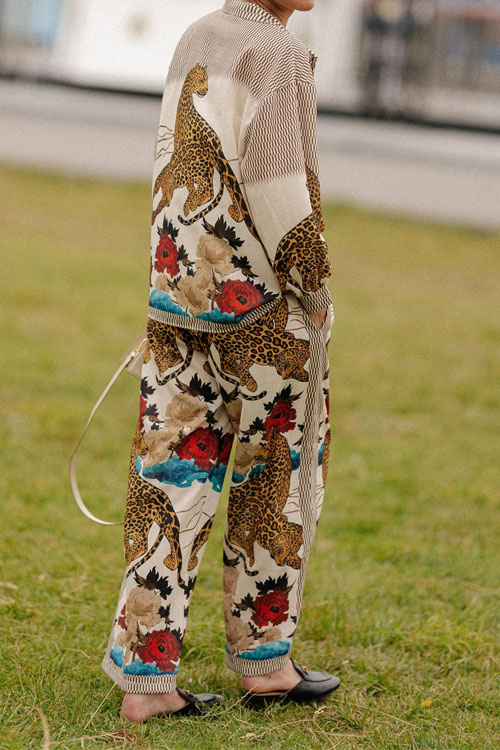 Nonnadress Leopard Long-Sleeve Casual Vacation Two-piece Set