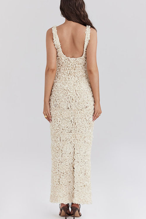 Nonnadress White Rose Slit Vacation Dress