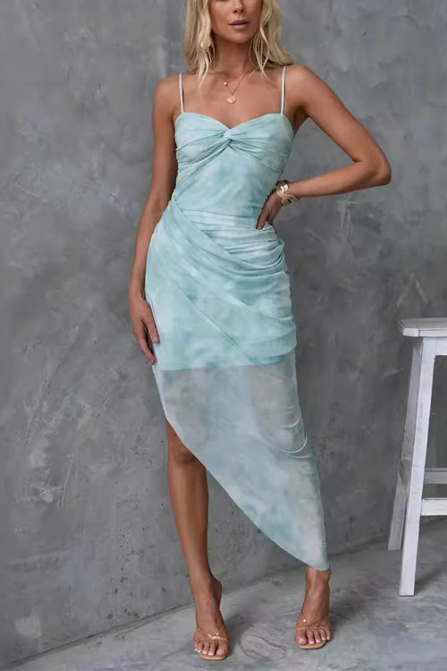 Nonnadress Tie-Dye Printed Slit Dress