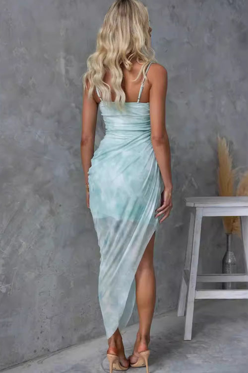 Nonnadress Tie-Dye Printed Slit Dress