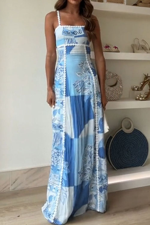 Nonnadress Vintage Spaghetti Strap Printed Dress