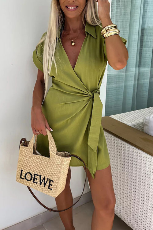 Nonnadress Casual Tie-Waist Lapel Jumpsuit