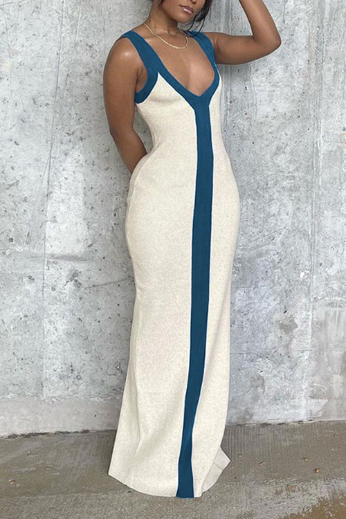 Nonnadress Vacation Style V-neck Wide Strap Slim Fit Dress