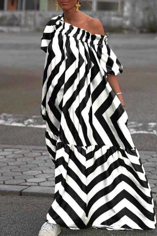 Nonnadress Loose Plus Size Off-shoulder Bell Sleeve Dress