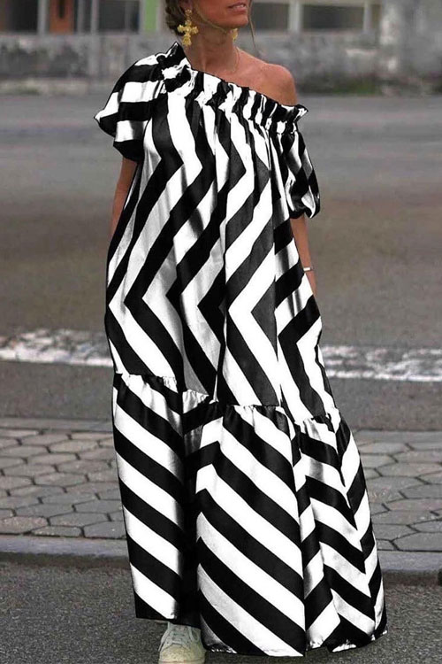 Nonnadress Loose Plus Size Off-shoulder Bell Sleeve Dress