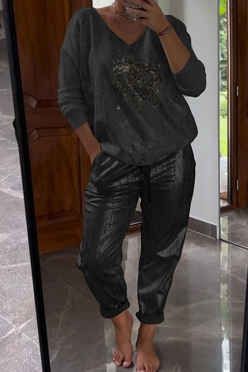 Nonnadress Evil Eye Gold Foil Top & Sparkly Pants Set