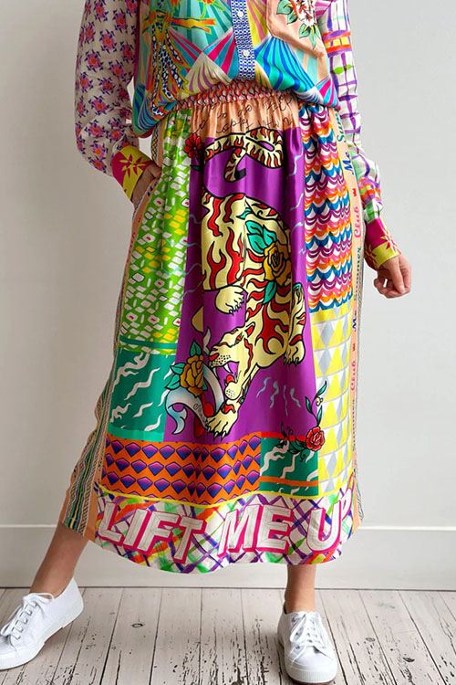 Nonnadress Personalized Graffiti Satin Shirt & Skirt Set