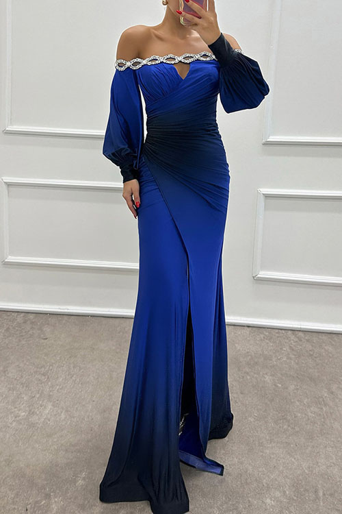 Nonnadress Off-Shoulder Gradient Color Party Dress