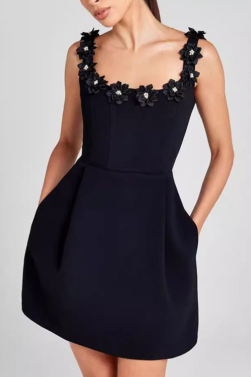 Nonnadress Sleeveless Floral Pocket Dress