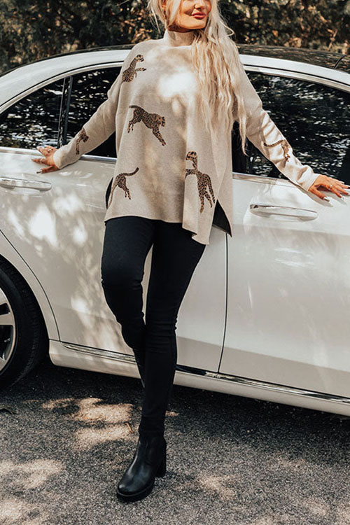 Nonnadress High Neck Casual Loose Batwing Sleeve Sweatshirt