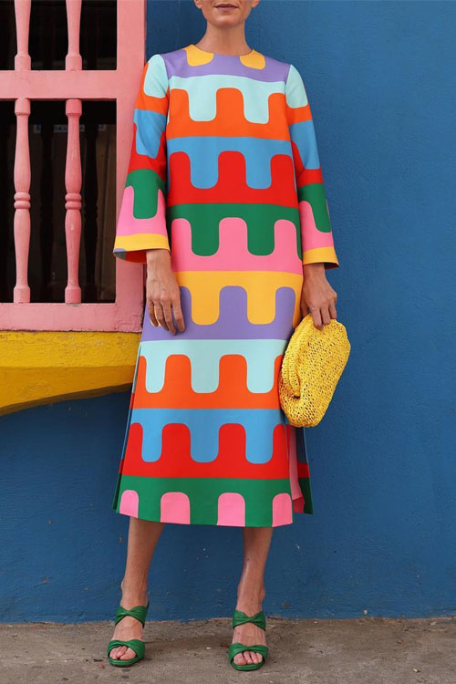 Nonnadress Split-Front Three Quarter Sleeve Dress