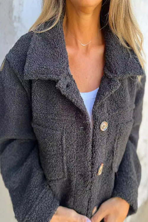 Nonnadress Autumn Winter Lapel Single-Breasted Sherpa Coat