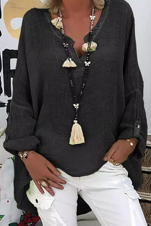 Nonnadress Solid Color Long Sleeve Top