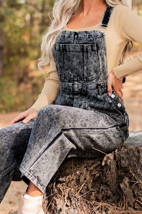 Nonnadress Retro Sleeveless Denim Overall Straight Jumpsuit