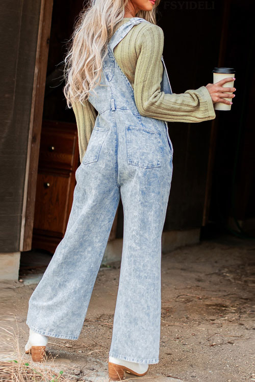 Nonnadress Retro Sleeveless Denim Overall Straight Jumpsuit
