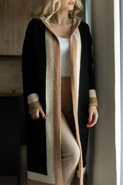 Nonnadress Casual Long Hooded Cardigan Sweater Coat