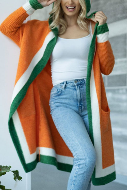 Nonnadress Casual Long Hooded Cardigan Sweater Coat