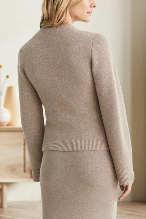 Nonnadress Round Neck Cashmere Knitted Cardigan Sweater Coat