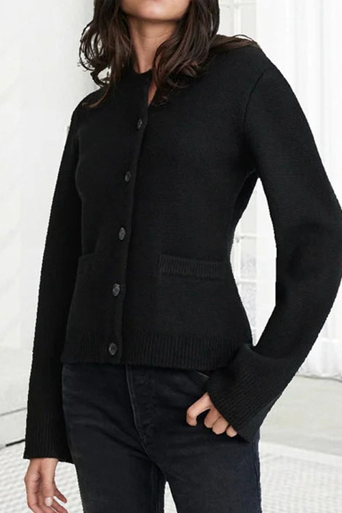 Nonnadress Round Neck Cashmere Knitted Cardigan Sweater Coat