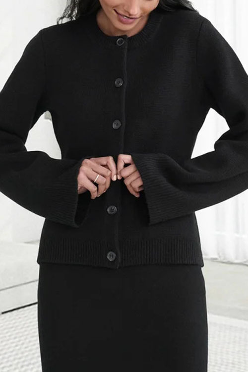 Nonnadress Round Neck Cashmere Knitted Cardigan Sweater Coat