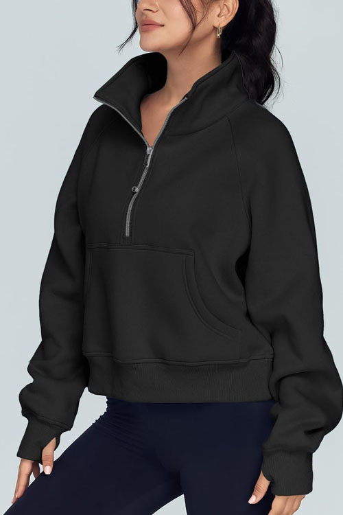 Nonnadress Sport Zip-Up Loose-Fit Fleece-Lined High Neck Yoga Sweatshirt