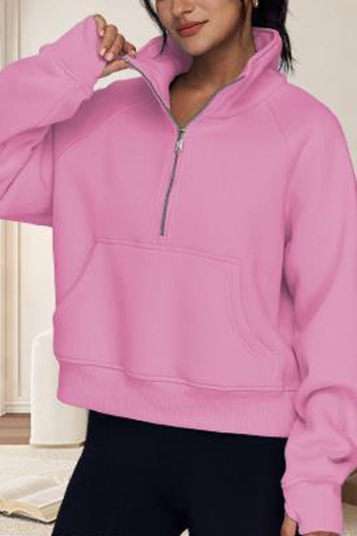 Nonnadress Sport Zip-Up Loose-Fit Fleece-Lined High Neck Yoga Sweatshirt