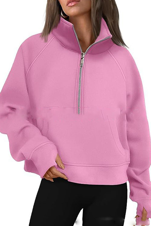 Nonnadress Sport Zip-Up Loose-Fit Fleece-Lined High Neck Yoga Sweatshirt