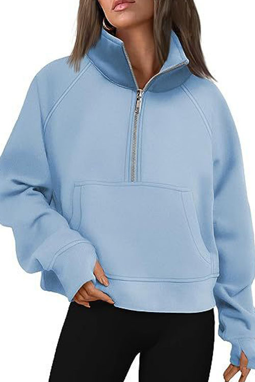 Nonnadress Sport Zip-Up Loose-Fit Fleece-Lined High Neck Yoga Sweatshirt