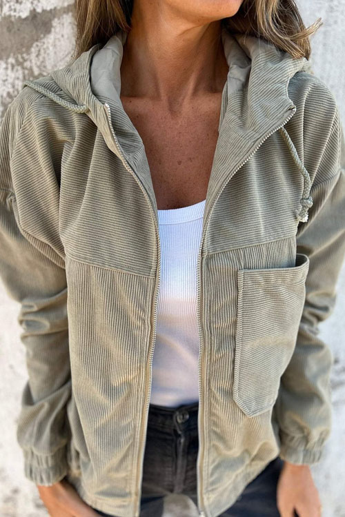 Nonnadress Minimalist Style Corduroy Hooded Jacket