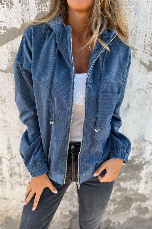 Nonnadress Minimalist Style Corduroy Hooded Jacket
