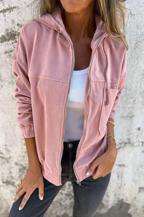 Nonnadress Minimalist Style Corduroy Hooded Jacket