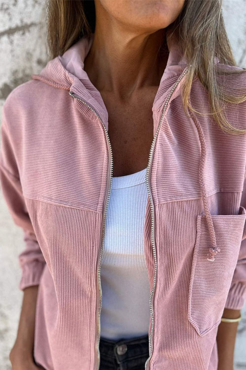Nonnadress Minimalist Style Corduroy Hooded Jacket