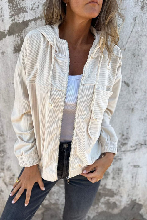 Nonnadress Minimalist Style Corduroy Hooded Jacket