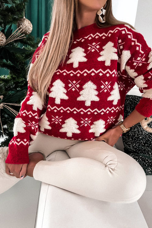 Nonnadress Christmas Half-Turtleneck Christmas Towel Embroidery Sweater