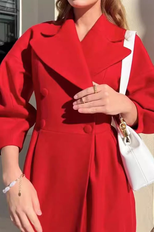 Nonnadress Palace Style Lantern Sleeve Large Lapel Wool Coat