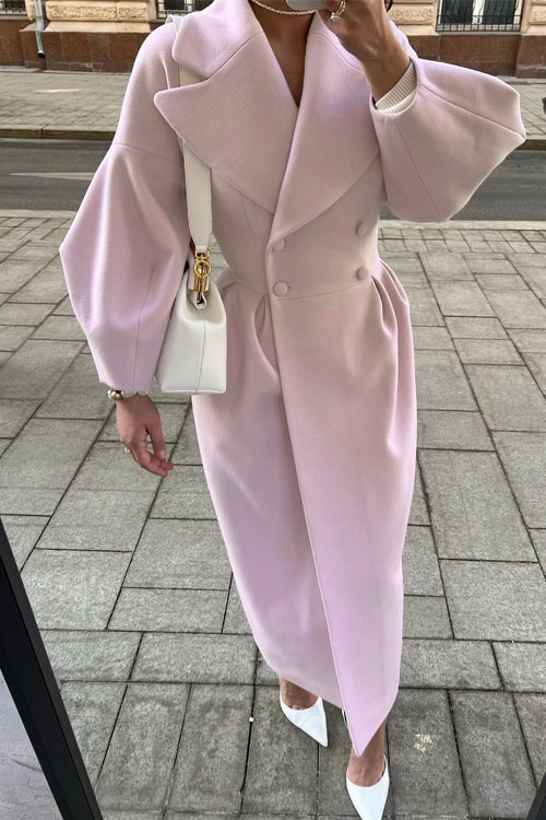 Nonnadress Palace Style Lantern Sleeve Large Lapel Wool Coat