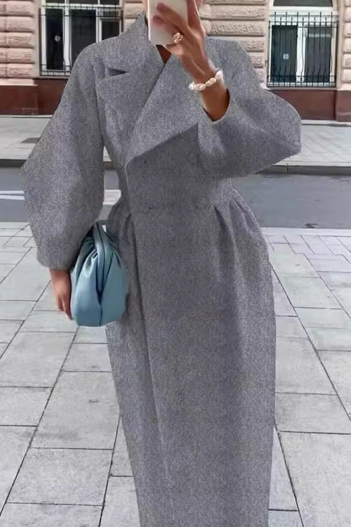 Nonnadress Palace Style Lantern Sleeve Large Lapel Wool Coat