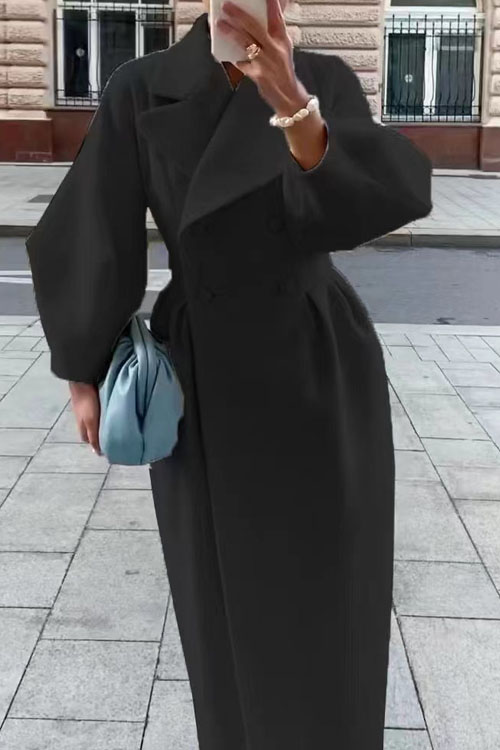 Nonnadress Palace Style Lantern Sleeve Large Lapel Wool Coat