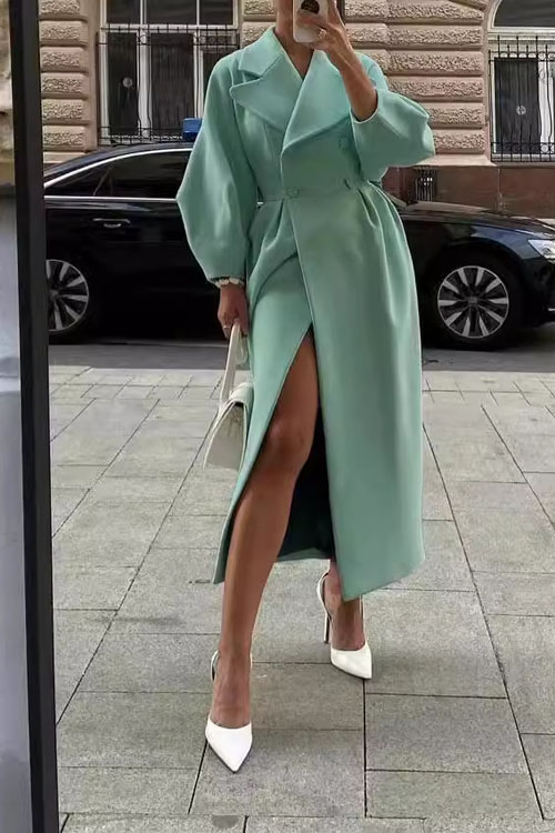 Nonnadress Palace Style Lantern Sleeve Large Lapel Wool Coat