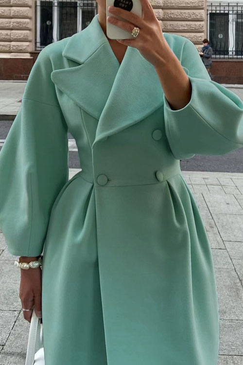 Nonnadress Palace Style Lantern Sleeve Large Lapel Wool Coat