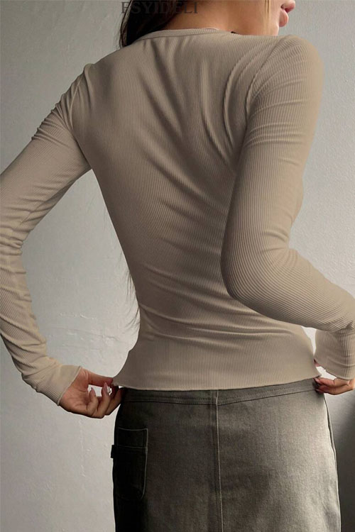 Nonnadress Single-Breasted Slim Fit Fashion T-Shirt Top