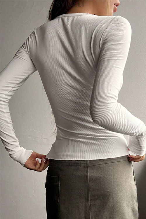 Nonnadress Single-Breasted Slim Fit Fashion T-Shirt Top