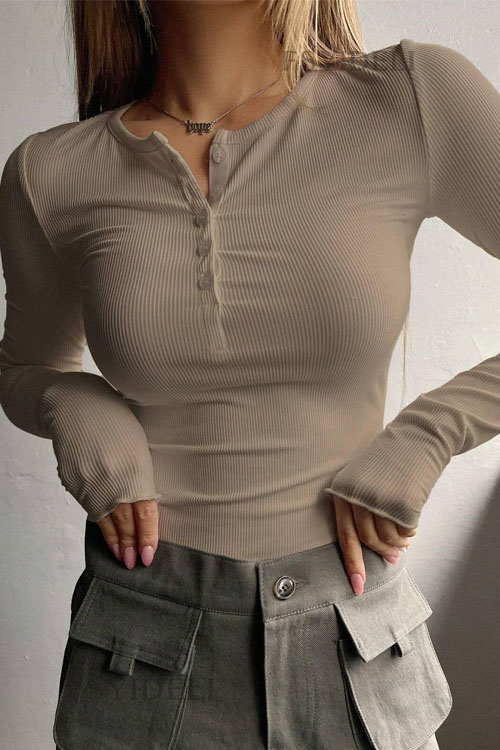 Nonnadress Single-Breasted Slim Fit Fashion T-Shirt Top