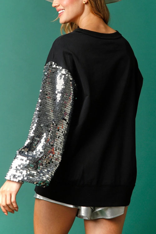 Nonnadress Christmas Sequined Sleeve Sweatshirt