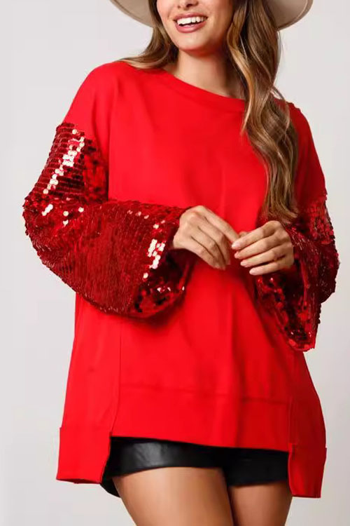 Nonnadress Christmas Sequined Sleeve Sweatshirt