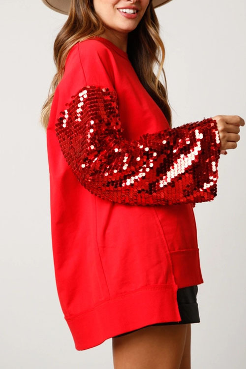 Nonnadress Christmas Sequined Sleeve Sweatshirt