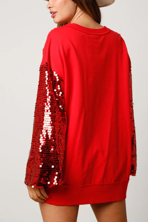 Nonnadress Christmas Sequined Sleeve Sweatshirt