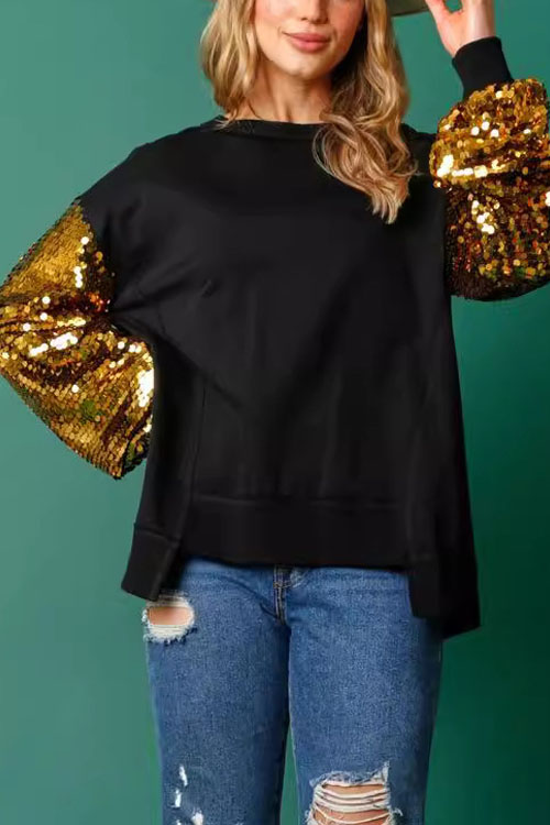 Nonnadress Christmas Sequined Sleeve Sweatshirt