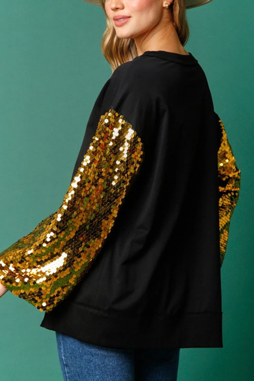Nonnadress Christmas Sequined Sleeve Sweatshirt