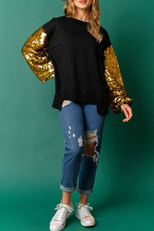 Nonnadress Christmas Sequined Sleeve Sweatshirt